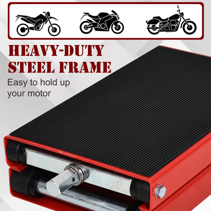 Steel Manual Repair Motorcycle Lift Platform Red