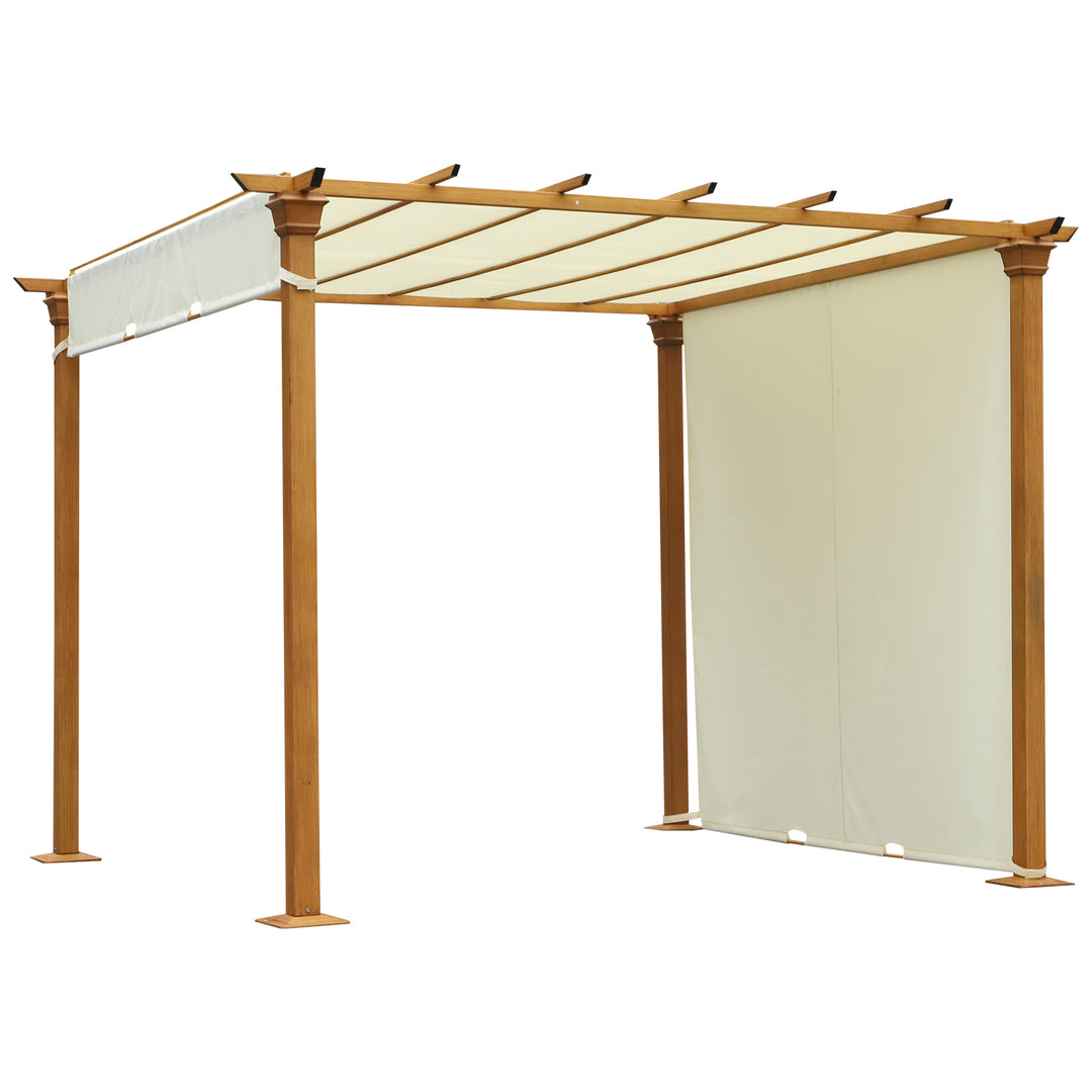 3(m) x 3(m) Garden Outdoor Retractable Pergola Gazebo with Adjustable Canopy Garden Sun Shade Patio Canopy Shelter - Beige