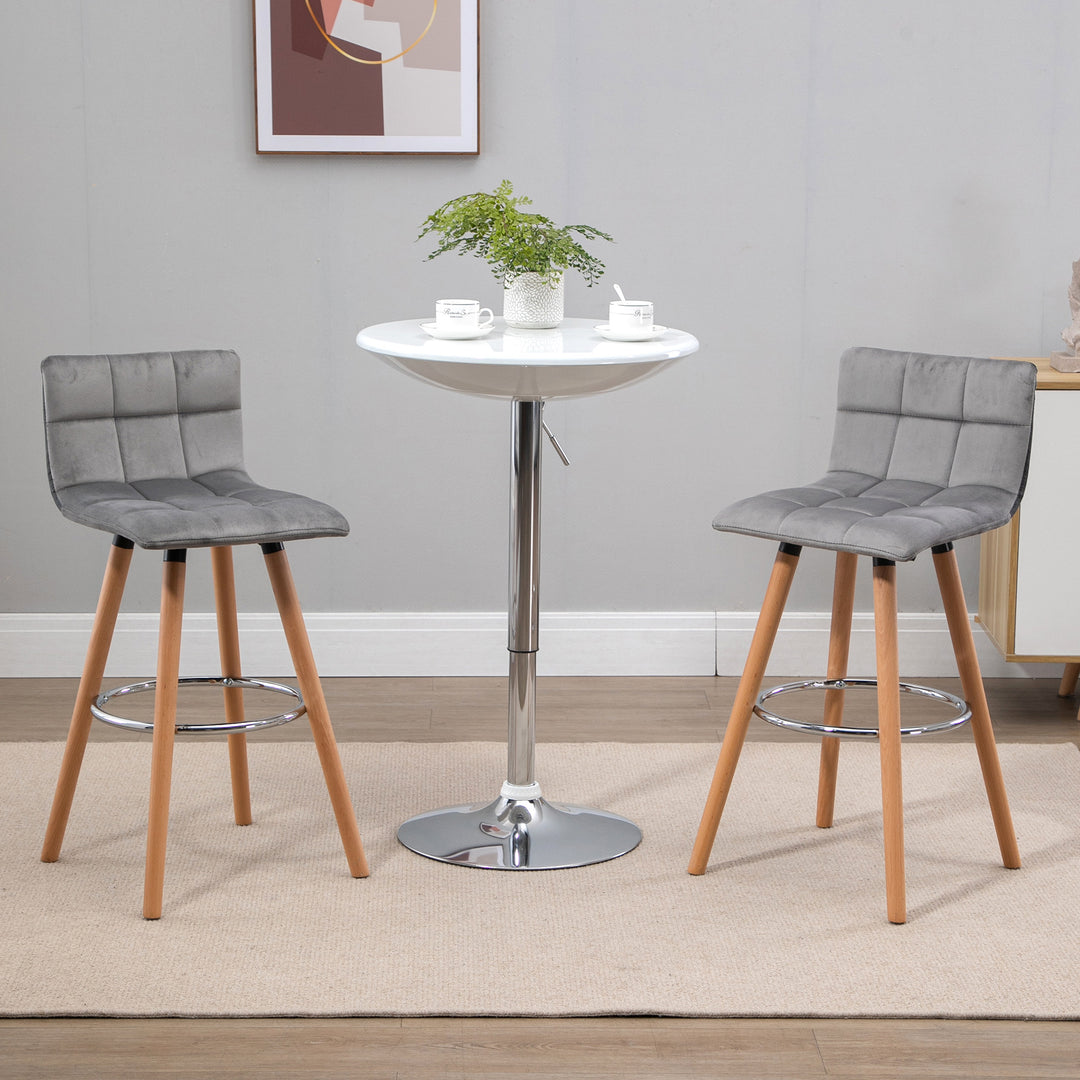 Bar stool Set of 2 Armless Upholstered Counter Height Bar Chairs with Wood Legs &amp; Footrest, Grey