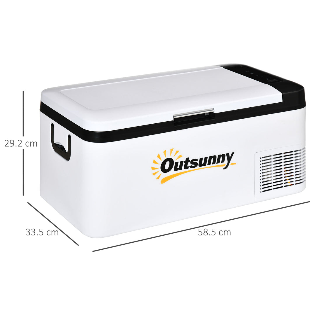 Outsunny 12V Car Refrigerator w/ LED Light & Foldable Handles, 18L Portable Compressor Cooler, Fridge Freezer for Campervan RV Boat Travel