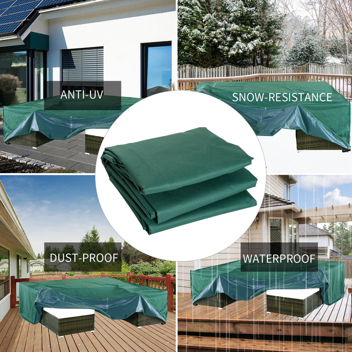 UV Rain Protective Rattan Furniture Cover Outdoor Garden Rectangular Furniture Cover Table Chair Sofa Shelter Waterproof 222x155x67cm, Green