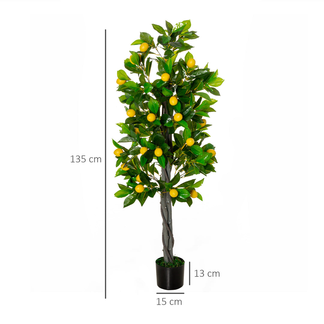 Artificial Lemon Tree Fake Decorative Fruits Plant in Nursery Pot for Indoor Outdoor Décor, 135cm