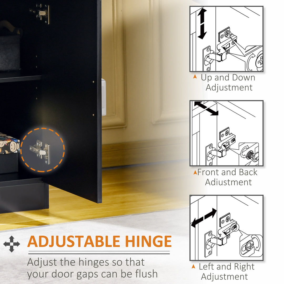 Modern Storage Cabinet, Small Floor Cupboard with Drawer and Adjustable Shelf for Kitchen, Living Room, Bedroom, Hallway, Black