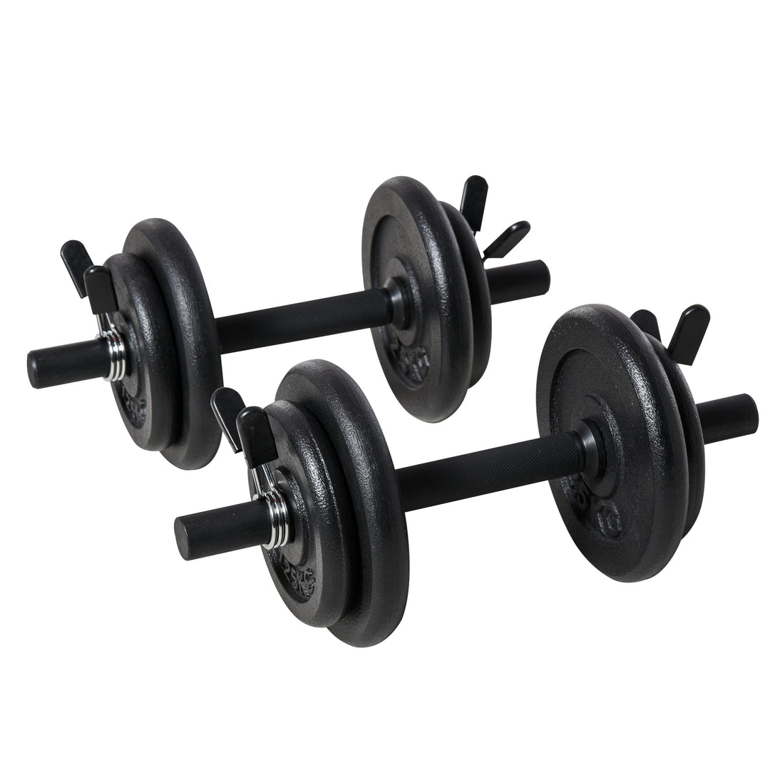 HOMCOM Adjustable Dumbbell Set of 2 with Solid Handle Portable Carry Case for Men and Woman Body Building Exercise Home Gym Office Black