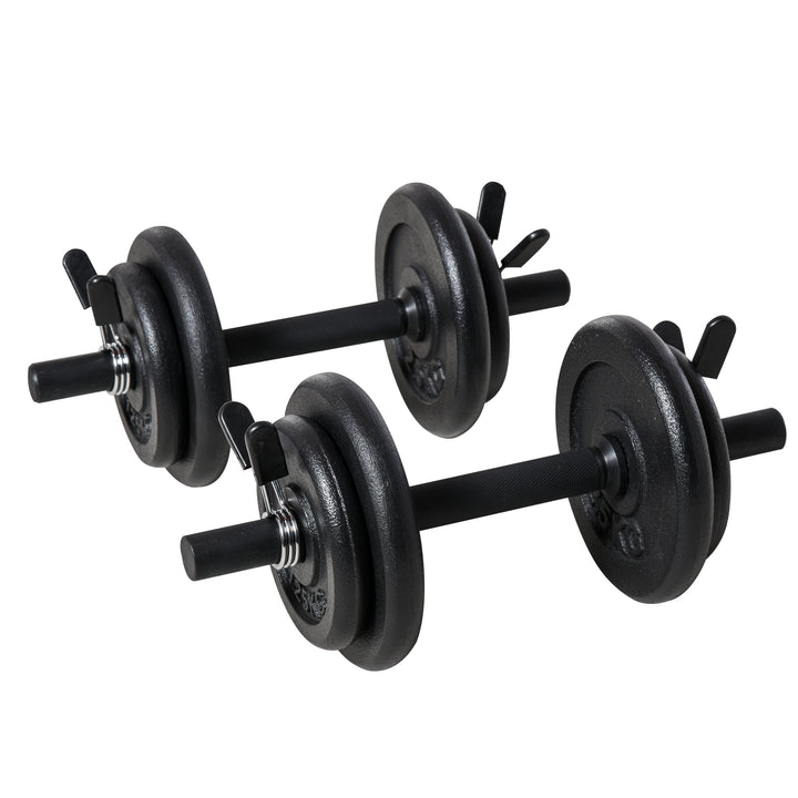HOMCOM Adjustable Dumbbell Set of 2 with Solid Handle Portable Carry Case for Men and Woman Body Building Exercise Home Gym Office Black