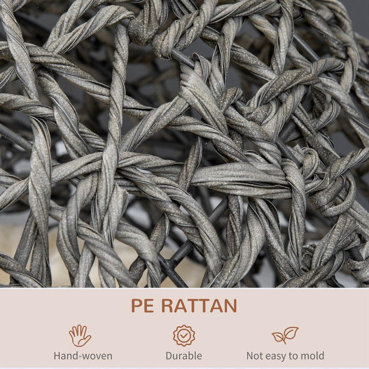 Woven Rattan Elevated Cat Bed House Kitten Pussy Basket Ball Shaped Pet Furniture w/ Removable Cushion Natural 52 x 52 x 58 cm, Silver Grey