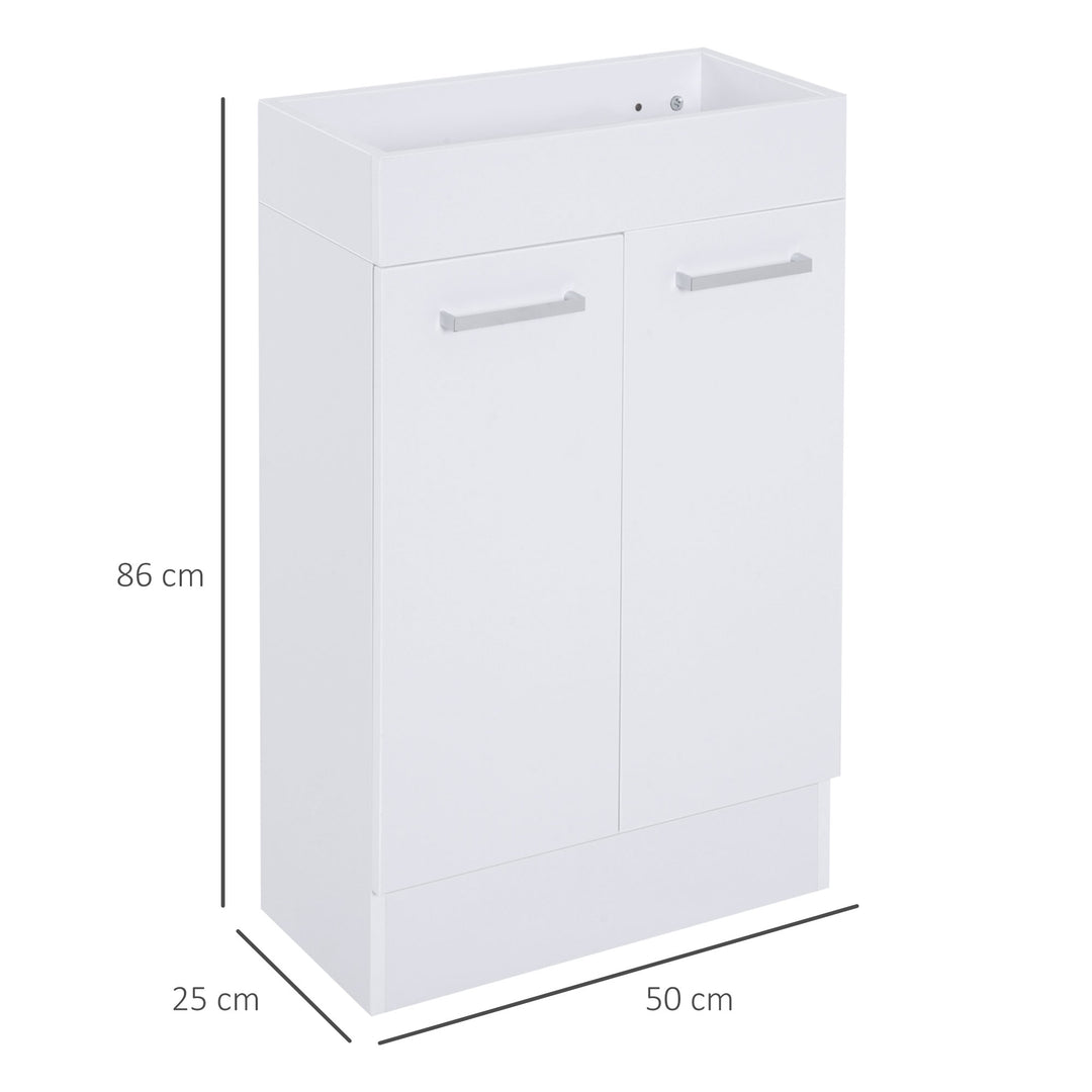 kleankin 500mm Freestanding Vanity Unit Under Sink Bathroom Vanity w/Ceramic Basin & Storage Cabinet Home Furniture-White