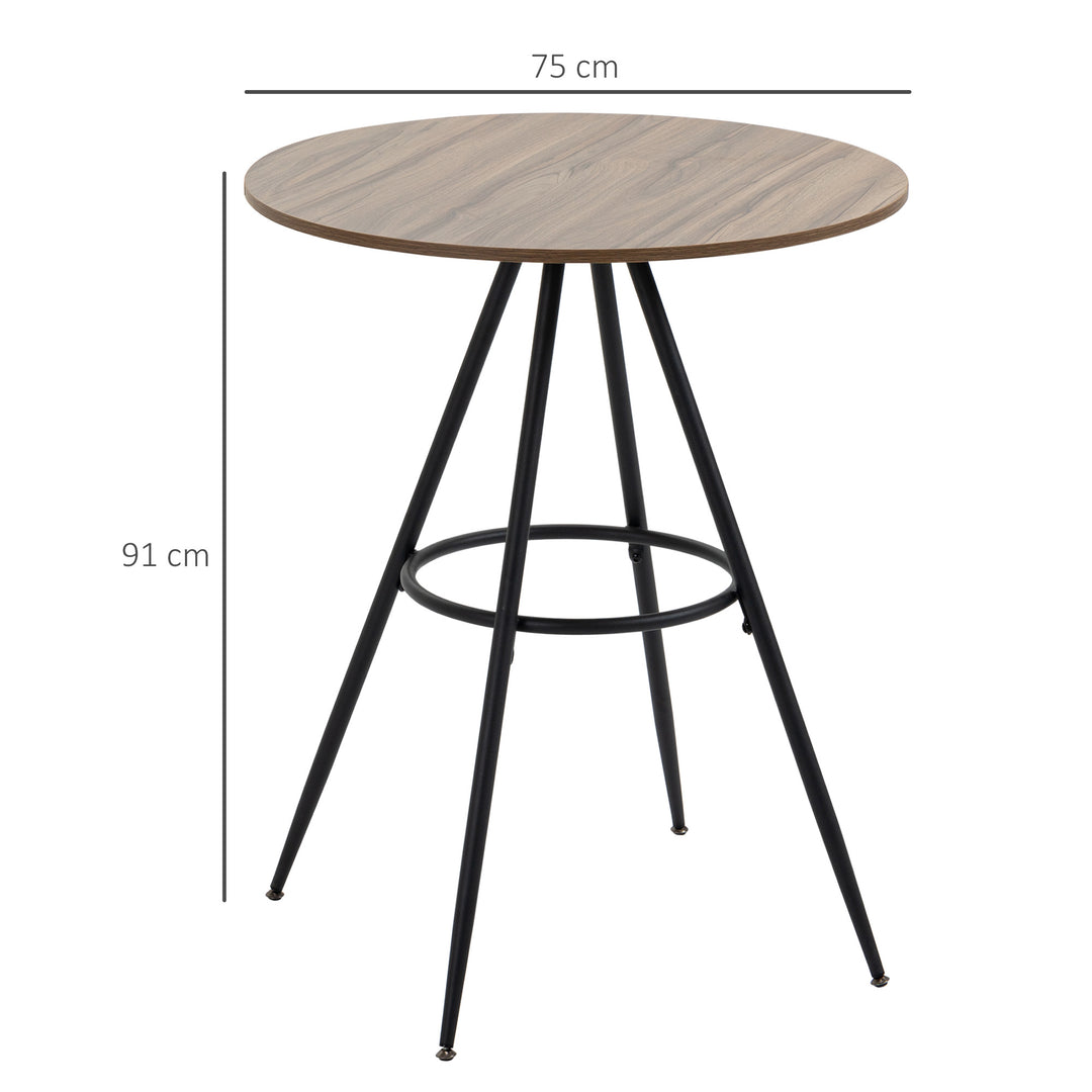 Round Counter Bistro Bar Table with Fixed Tabletop and Steel Legs, Circular Cocktail Table for Dining Room, Home Bar