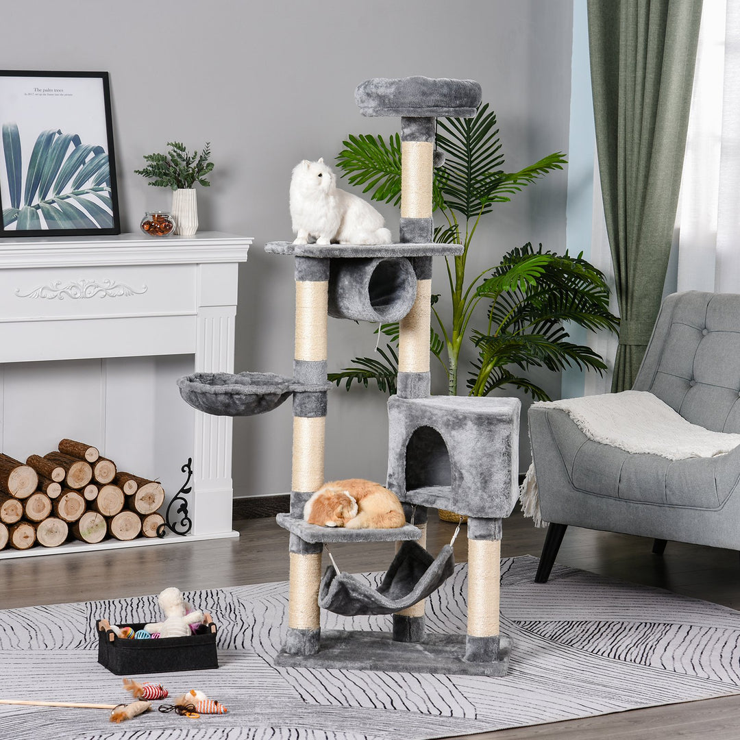 Cat Tree Condo Tower Multi-level Height 150CM  Kittens Activity Stand House with Toys & Various Scratching Posts