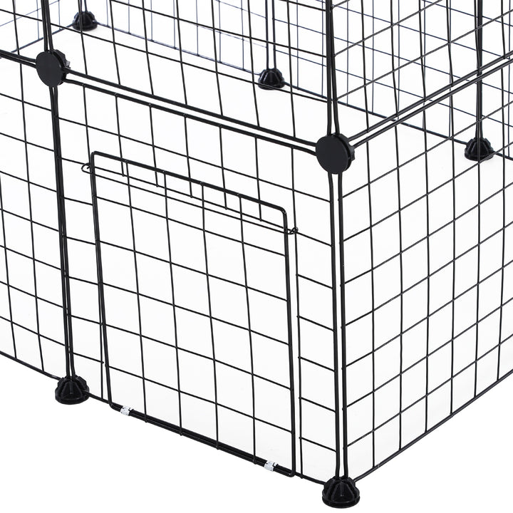 Pawhut Guinea Pig Playpen Rabbit Playpen Metal Wire Fence Indoor Outdoor Small Animal Cage 36 Panel Enclosure Black