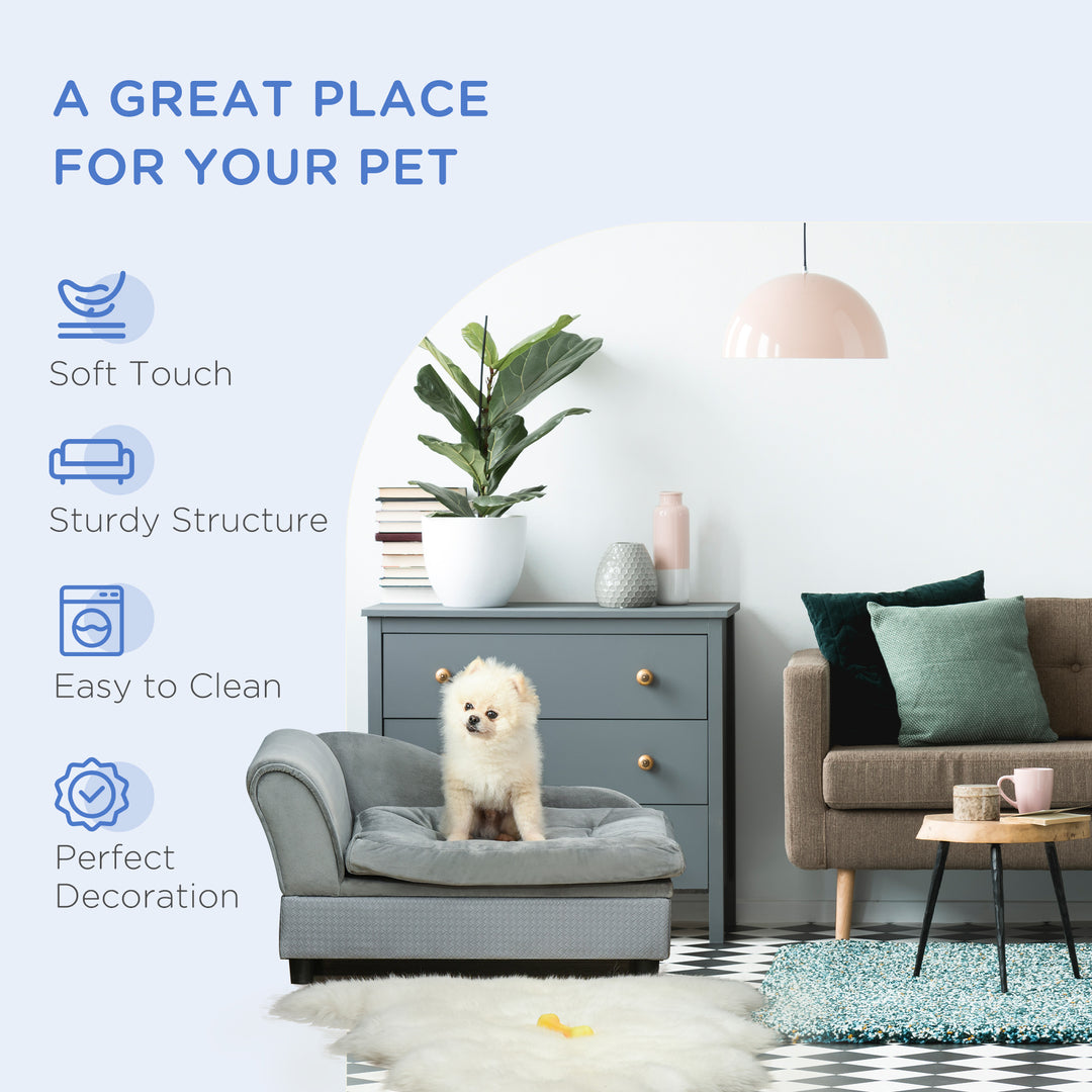 Pet Sofa Chair, with Storage, Cushion, for Small Dogs, Cats - Light Blue