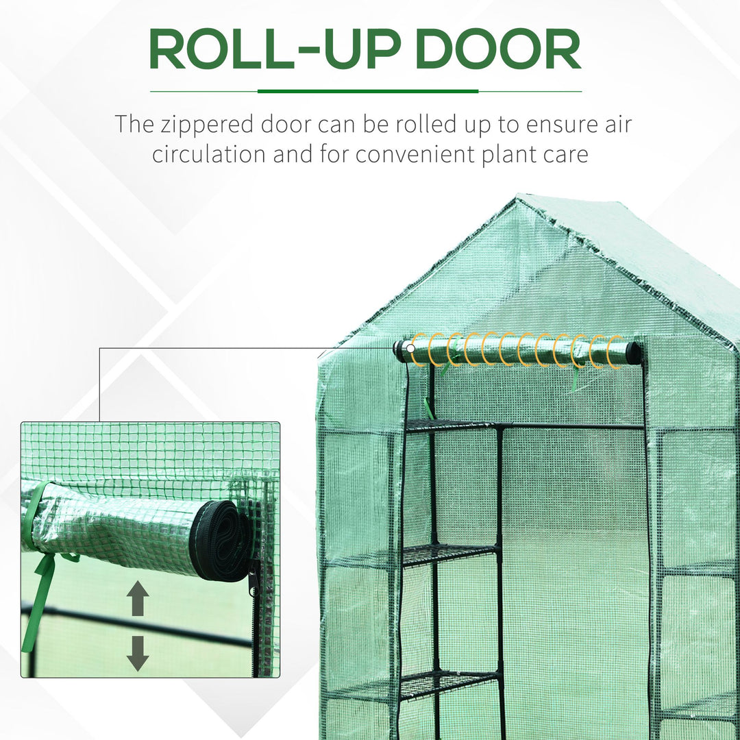 Walk in Greenhouse with Shelves Polytunnel Steeple Green house Grow House Removable Cover 143x73x195cm