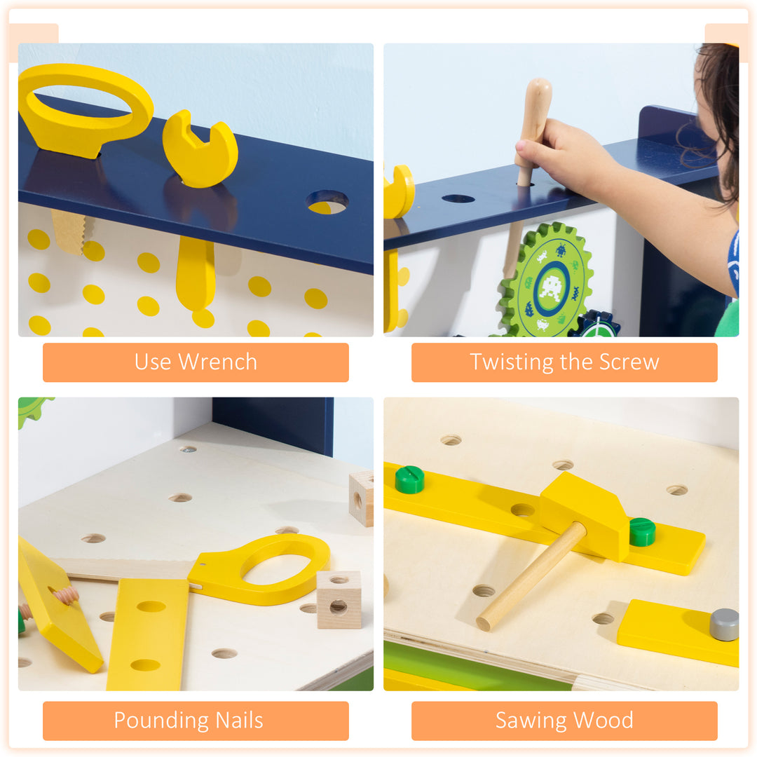 27 Pieces Tool Bench Toy, Kids Workbench with Wooden Tool Kits, Educational Tool Pretend Play Gift for Boys or Girls Aged 3-6 Years Old cm