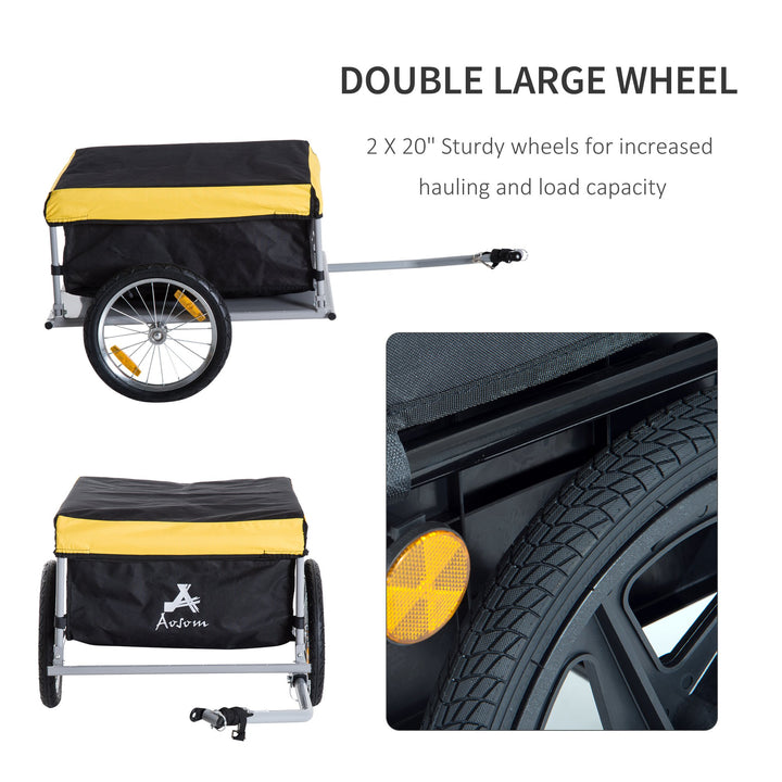 HOMCOM Steel Frame Bike Cargo Trailer Storage Cart and Luggage Trailer with Hitch Yellow