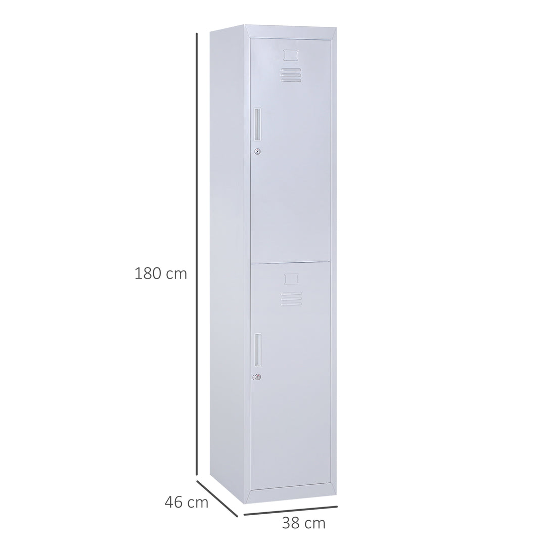 Locker Cabinet Storage Cold Rolled Steel w/ Shelves Vertical Cupboard Grey 38 x 46 x 180 cm