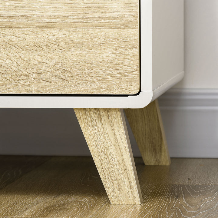 Modern Sideboard with Push to Open Doors Adjustable Shelf - White and Oak