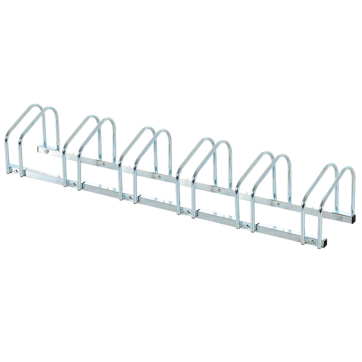 Bike Stand Parking Rack Floor or Wall Mount Bicycle Cycle Storage Locking Stand 179L x 33W x 27H (6 Racks, Silver)