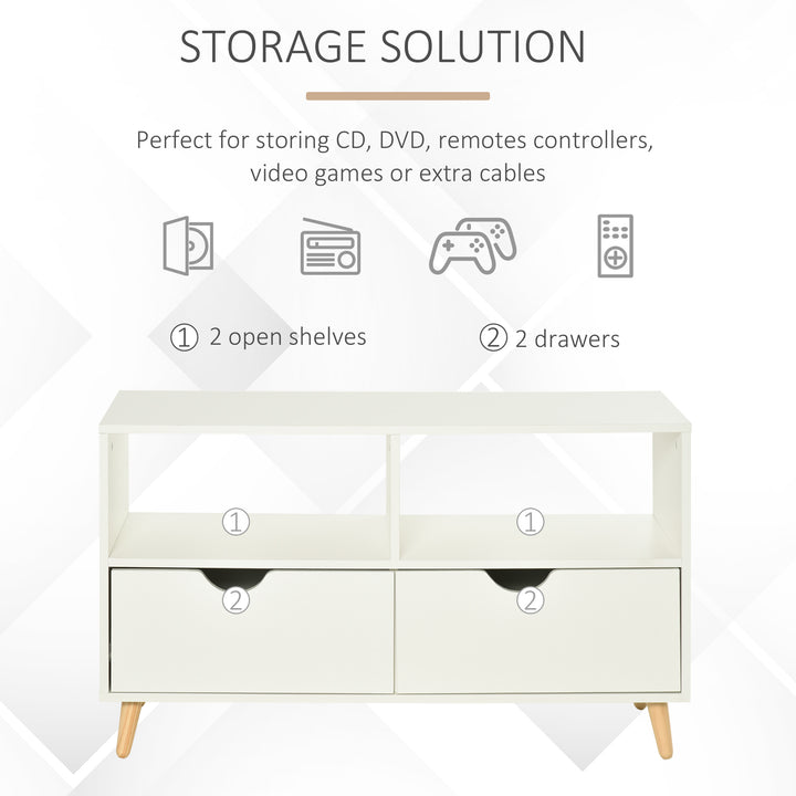 HOMCOM TV Stand with Shelf &amp; Drawers Storage Cabinet Media Entertainment Center Modern White