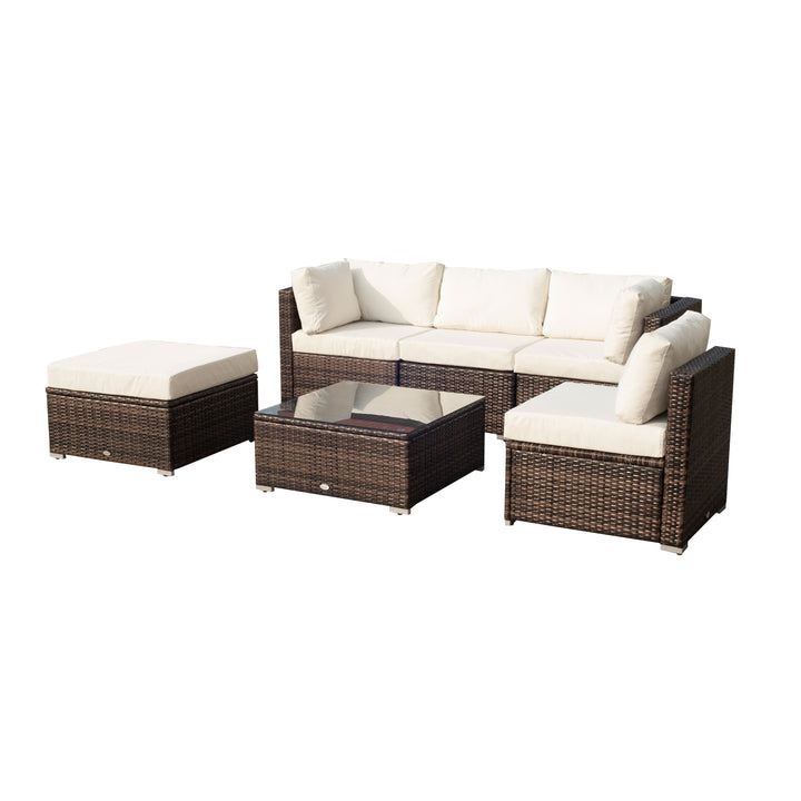 5-Seater Rattan Furniture Set- Brown/Milk White