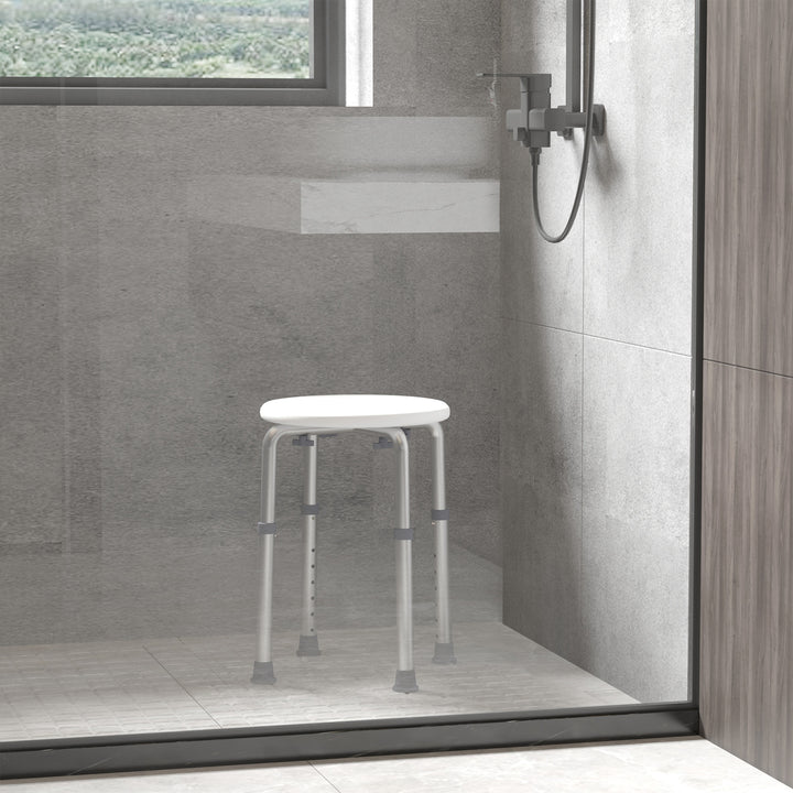 Adjustable Non-Slip Shower and Bath Stool,  32.5Wx41Dx35.5-54H cm-Cream White