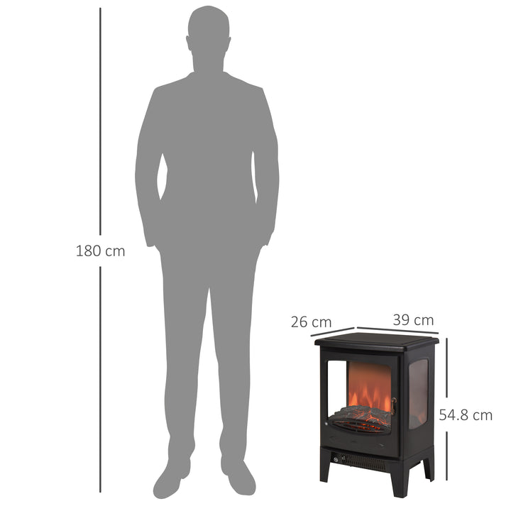 HOMCOM 1800W Tempered Glass Electric Fireplace Heater Black