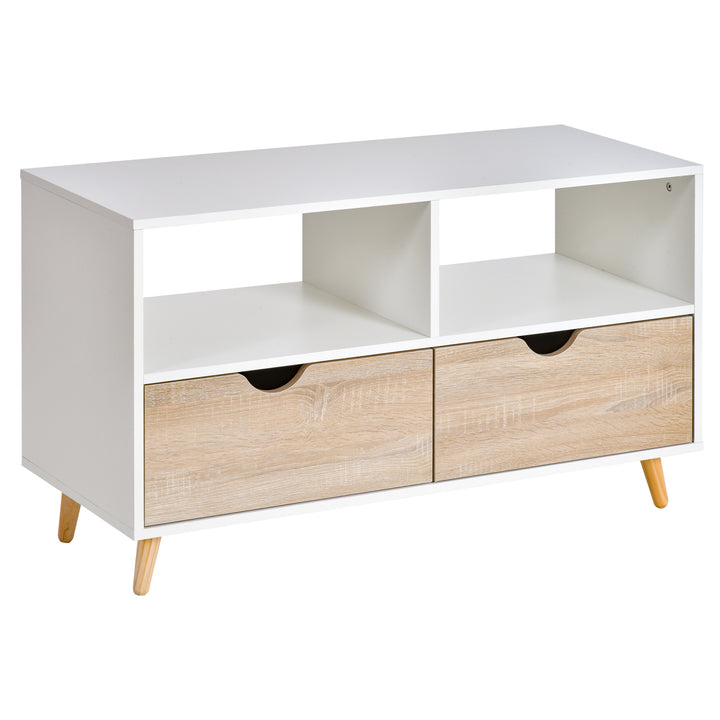 HOMCOM Particle Board TV Media Unit White/Oak