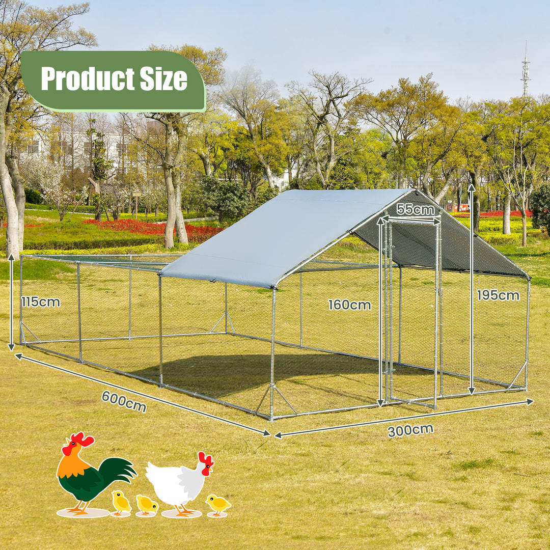 Large Metal Walk-in Chicken Coop w/ Waterproof