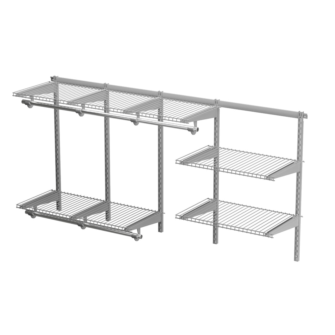Wall-Mounted Closet Organizer with Wire Shelving-Grey