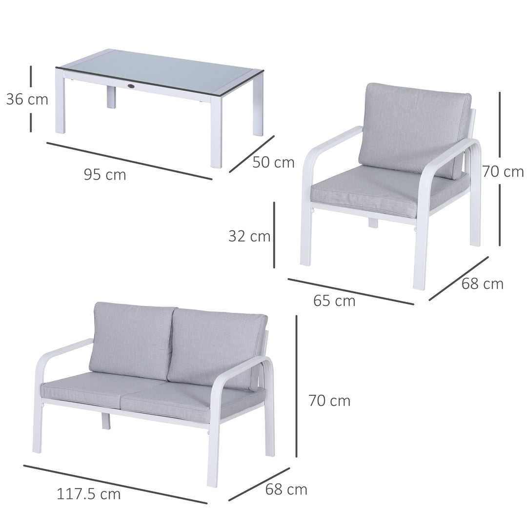 4-Seater Outdoor PE Rattan Table and Chairs Set White/Grey