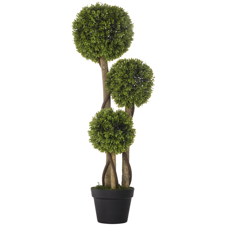 Decorative Artificial Plants Boxwood Ball Topiary Trees in Pot Fake Plants for Home Indoor Outdoor Decor, 90 cm