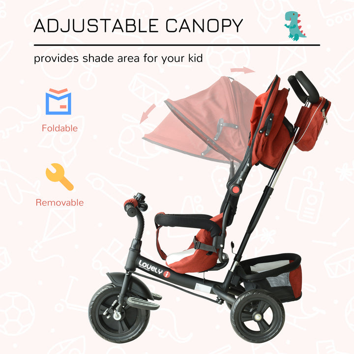 Baby Ride on Tricycle W/Canopy-Red