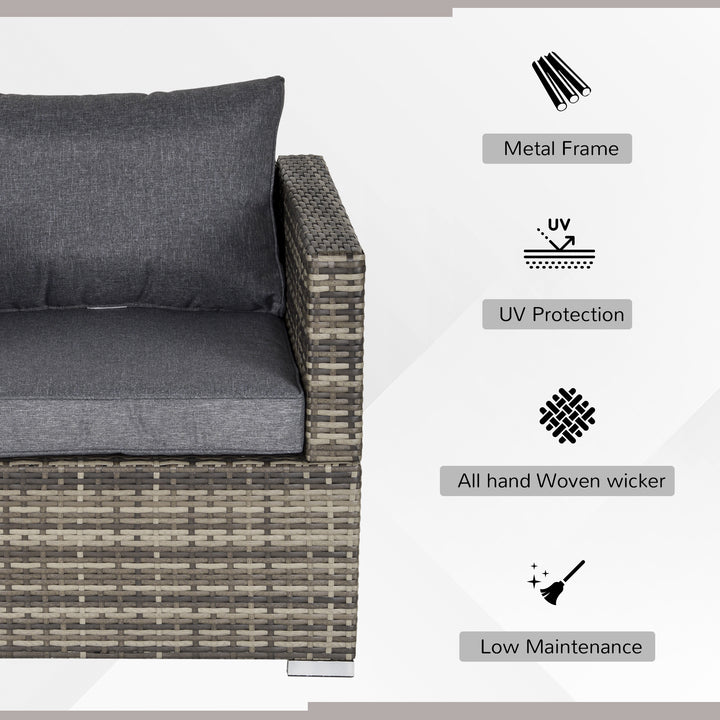 Outdoor Patio Furniture Single Rattan Sofa Chair Padded Cushion All Weather for Garden Poolside Balcony Deep Grey