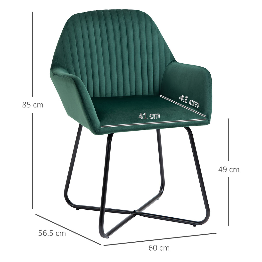 HOMCOM Modern Accent Chair Velvet-Touch Fabric Upholstered Lounge Armchair with Metal Base, Green