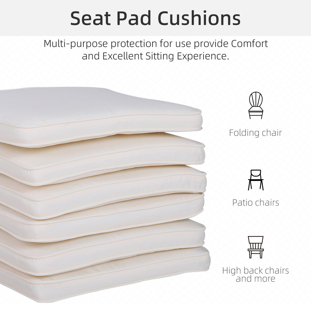 Set of 6 Chair Cushion Seat Pads Dining Chair w/ Straps Indoor Outdoor Removable Tie On Garden Patio Cream White