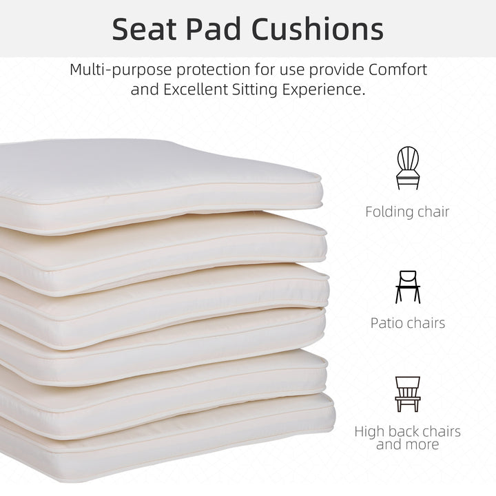 Set of 6 Chair Cushion Seat Pads Dining Chair w/ Straps Indoor Outdoor Removable Tie On Garden Patio Cream White