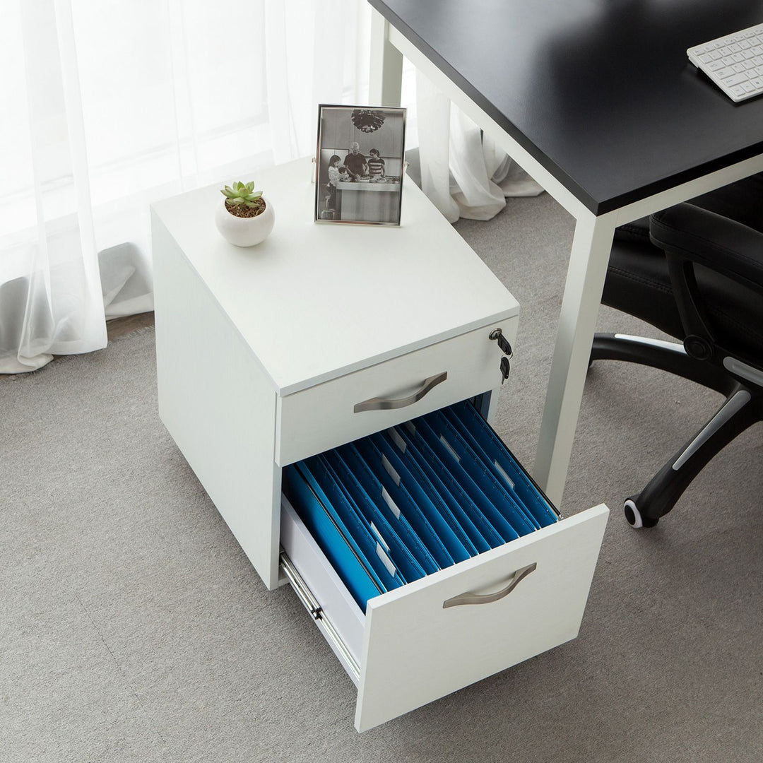 White Mobile File Cabinet