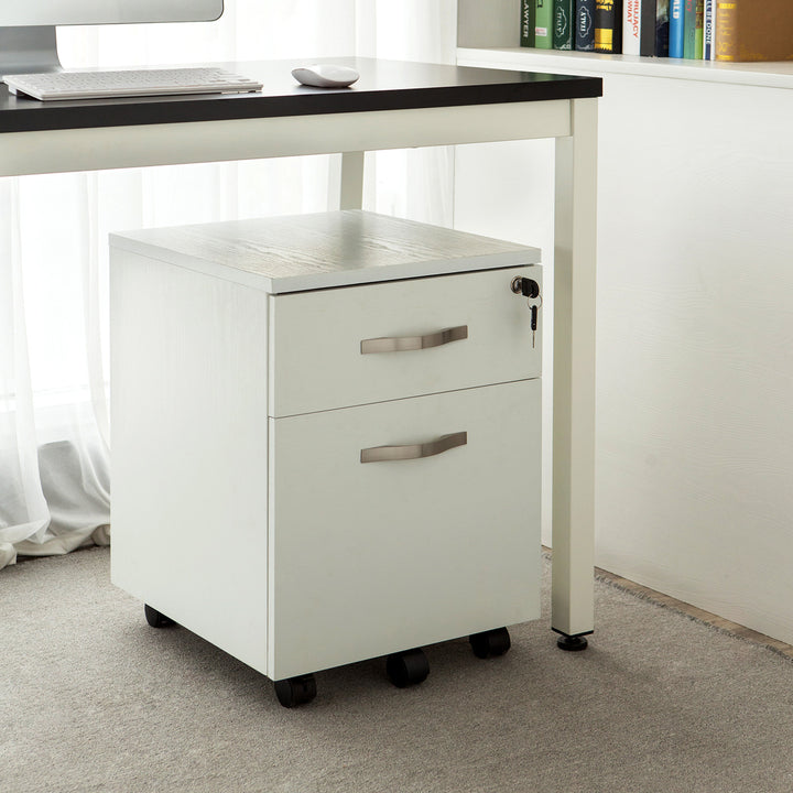 White Mobile File Cabinet