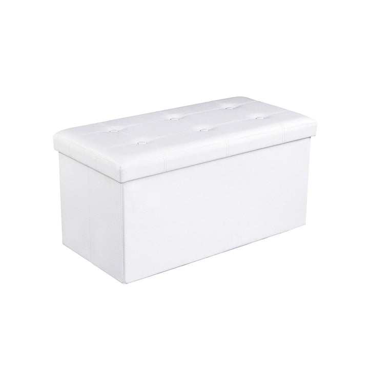 Faux Leather Storage Ottoman