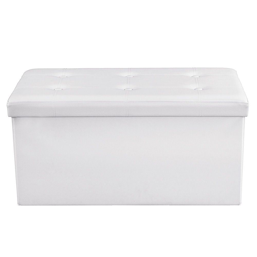 Faux Leather Storage Ottoman