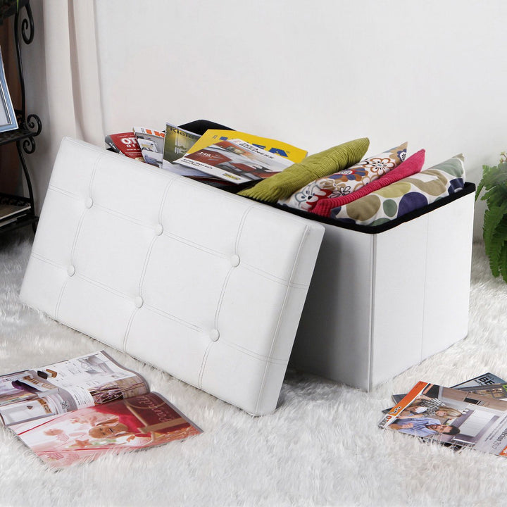 Faux Leather Storage Ottoman