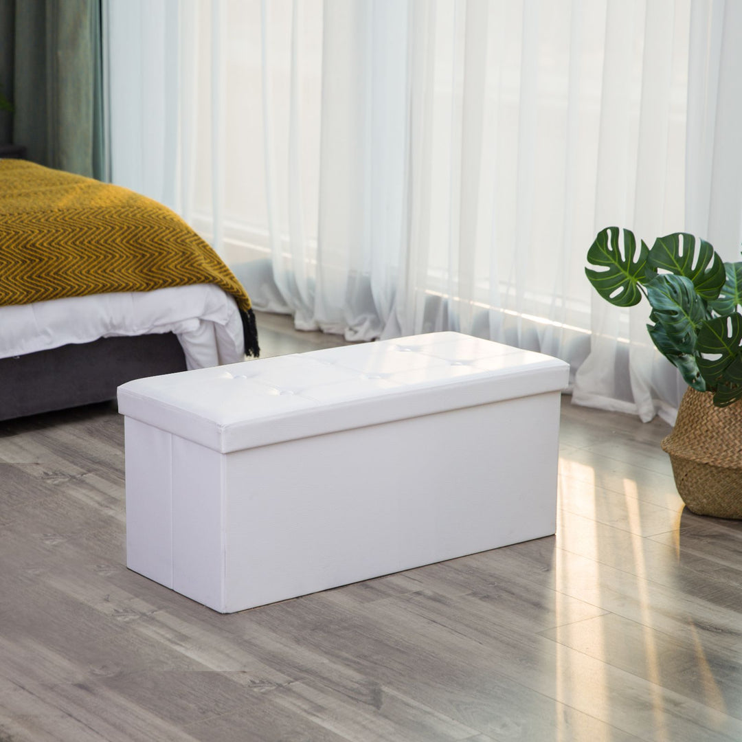 Faux Leather Storage Ottoman