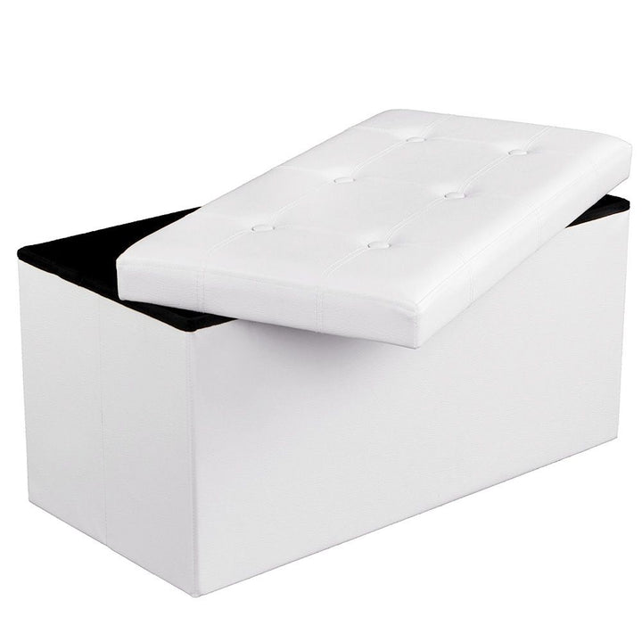 Faux Leather Storage Ottoman
