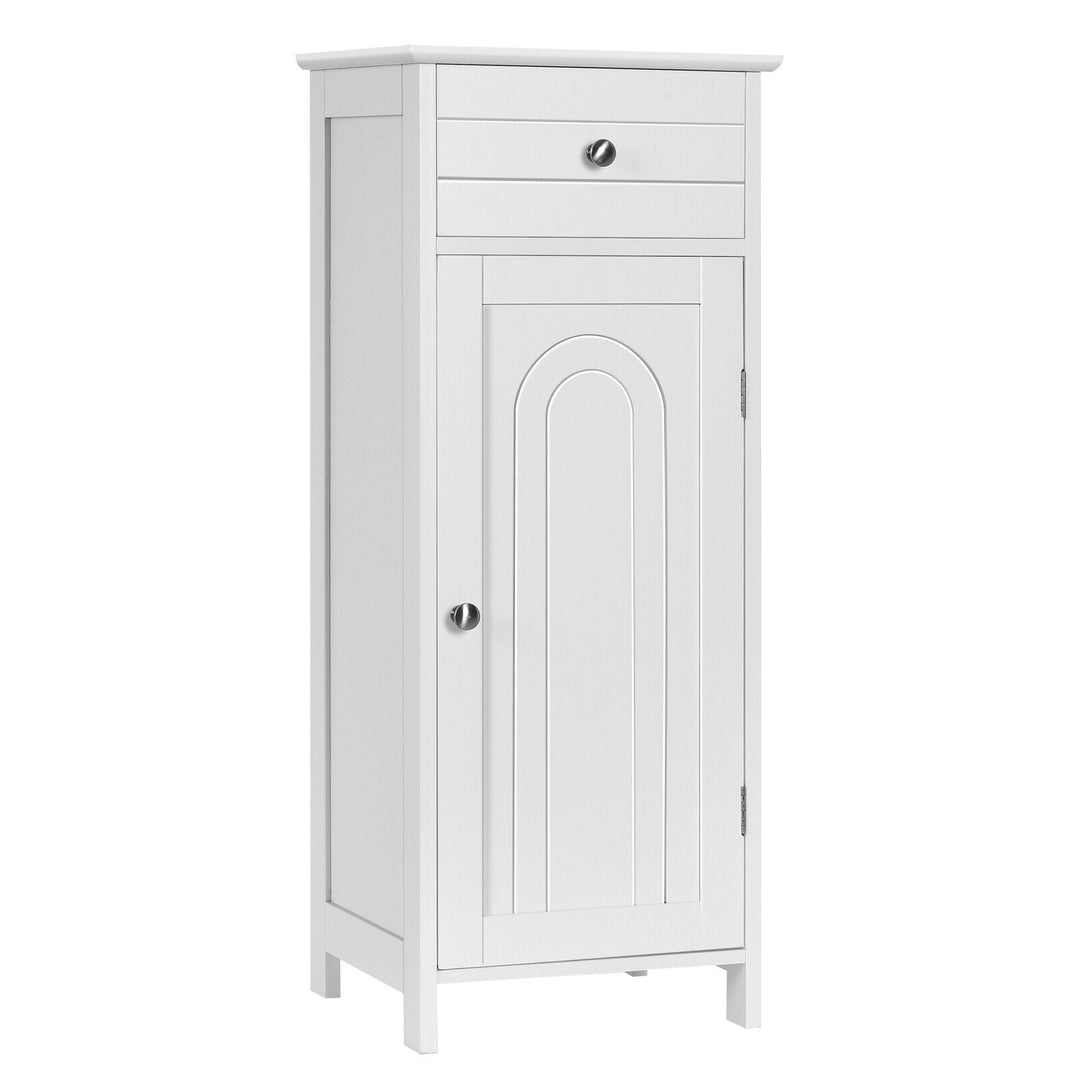 Freestanding Storage Cabinet with Drawer and Adjustable Shelves-White