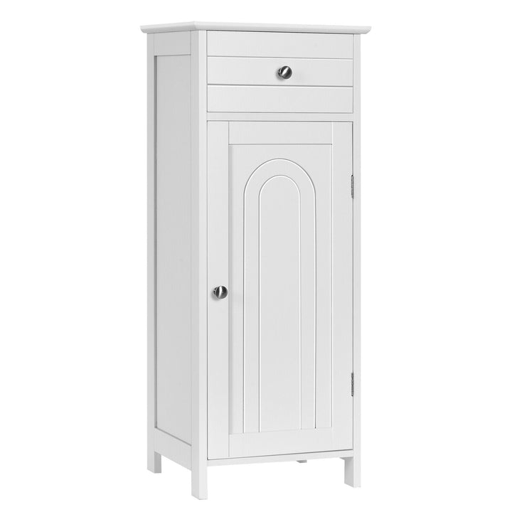 Freestanding Storage Cabinet with Drawer and Adjustable Shelves-White