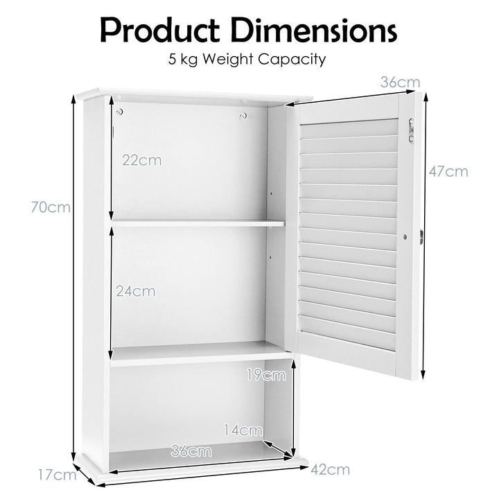 Wall-Mounted Bathroom Cabinet with Adjustable Shelf-White