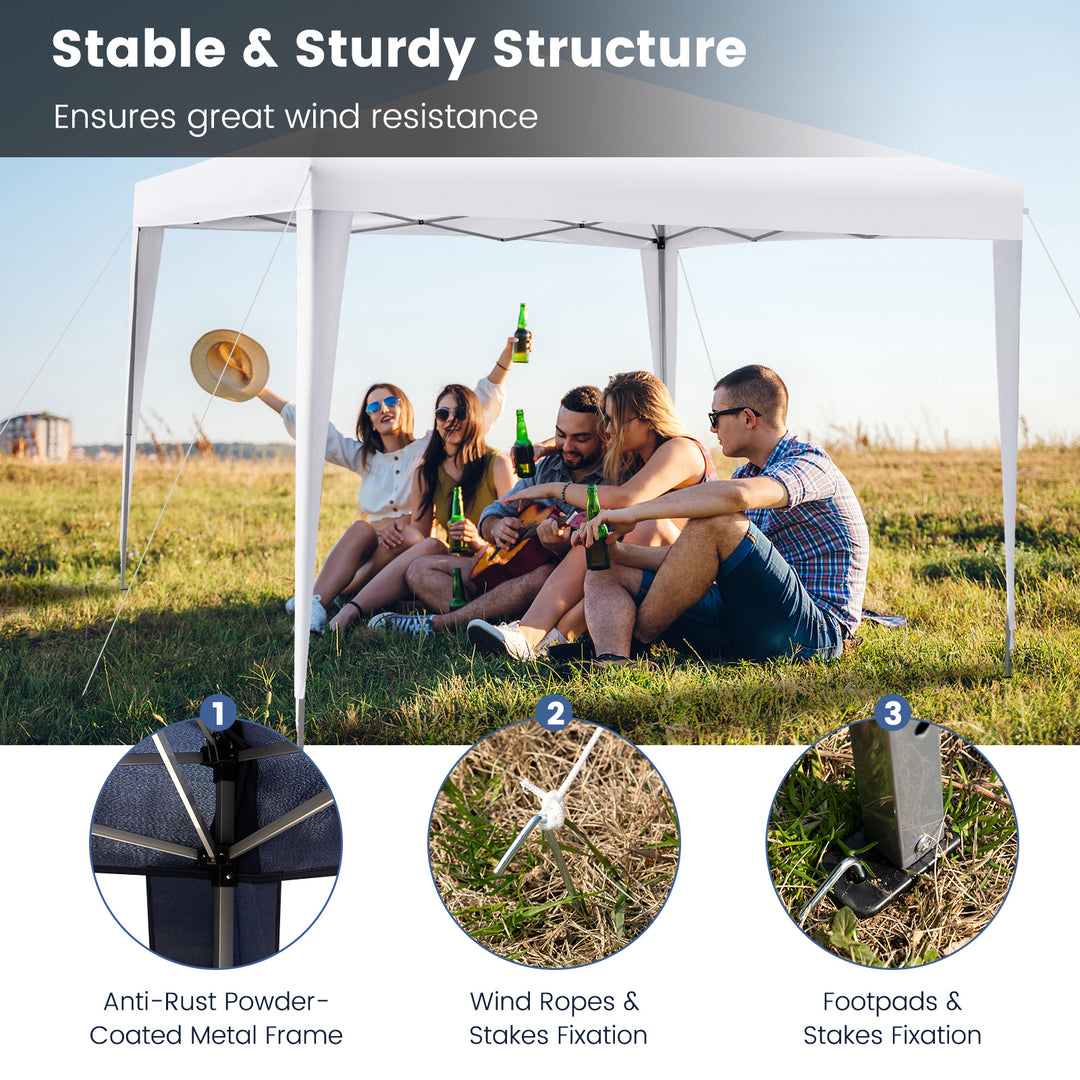 Outdoor Portable Instant Pop-up Canopy with Carrying Bag-White