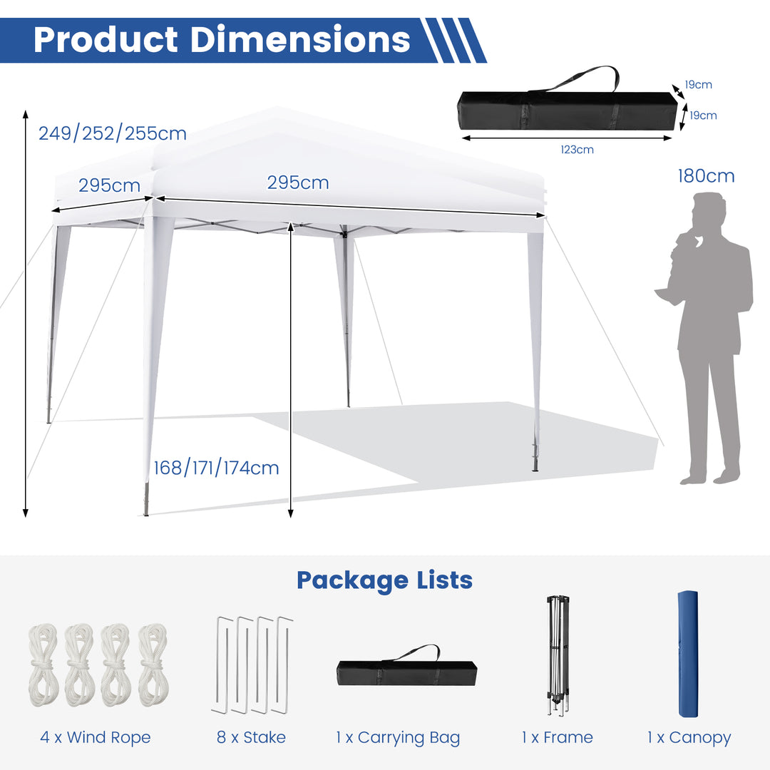 Outdoor Portable Instant Pop-up Canopy with Carrying Bag-White