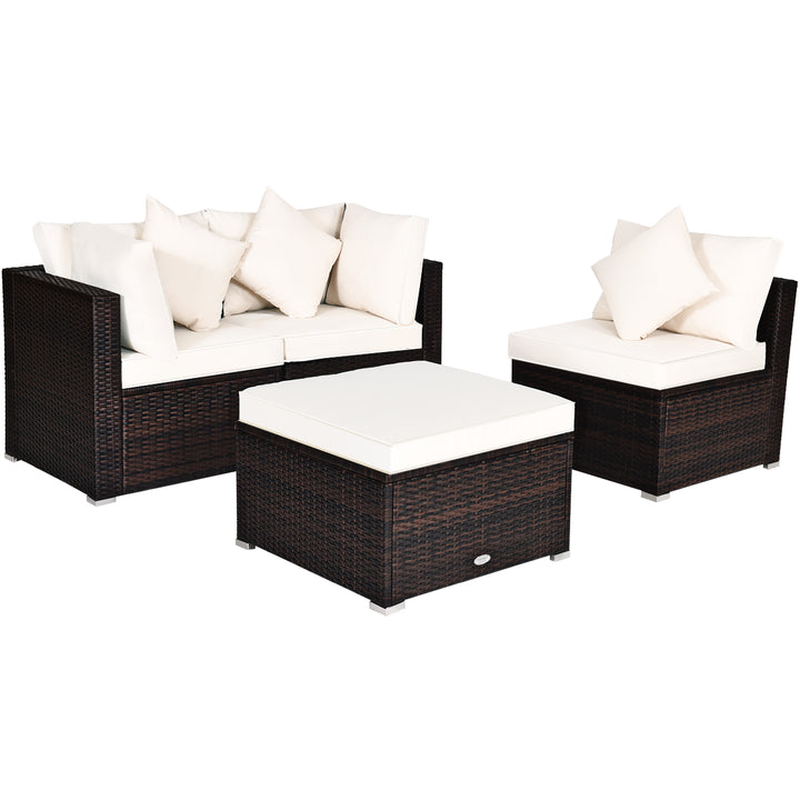 Outdoor Conversation Set with Removable Cushions- White