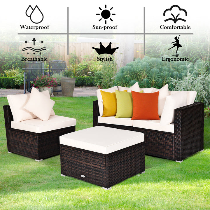 Outdoor Conversation Set with Removable Cushions- White