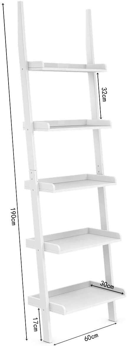 5-Tier Wall Shelf Display Bookcase-White